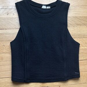 Roxy Ribbed Crop Tank Top - Black